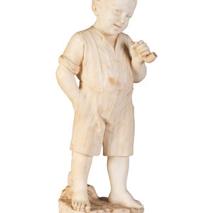 Appraisal: An Italian Carved Marble Figure of a Boy with Pipe