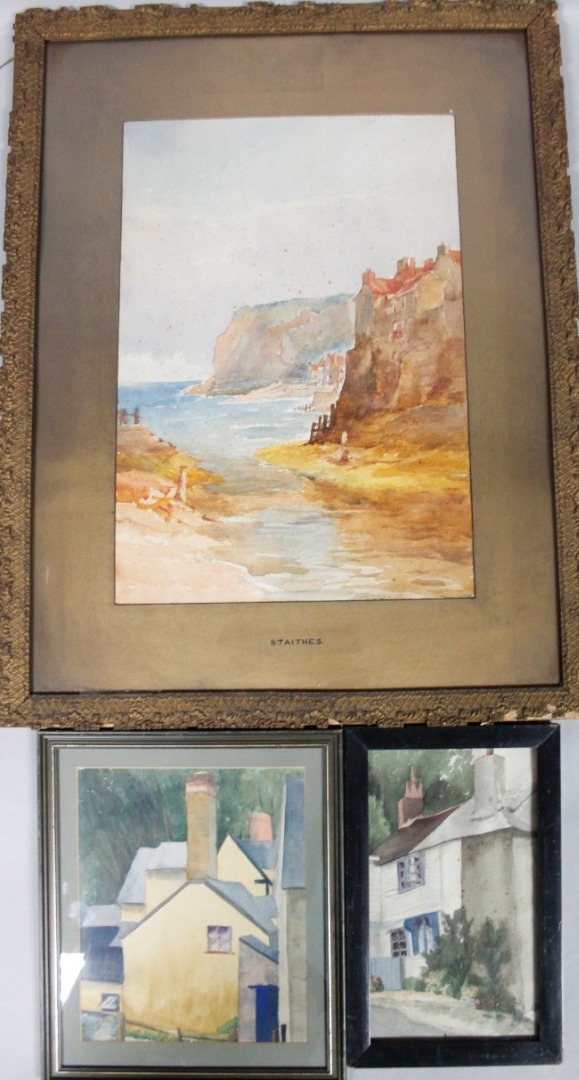 Appraisal: thC English School Staithes watercolour unsigned cm x cm geometric