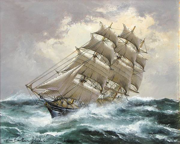 Appraisal: John Benthem-Dinsdale British born The Aberdeen Clipper signed 'John Benthem-Dinsdale'