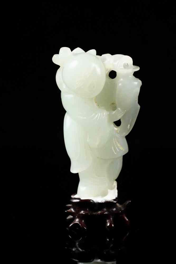 Appraisal: CHINESE JADE FIGURINE - th c Chinese Carved White Jade