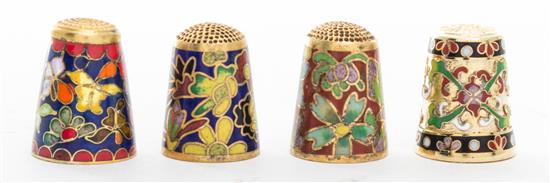 Appraisal: Sale Lot A Group of Four Cloisonne and Gilt-Metal Thimbles