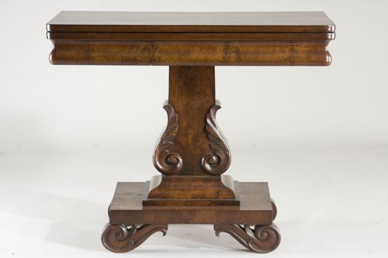 Appraisal: American Empire Lyre Base Card Table ca s mahogany and