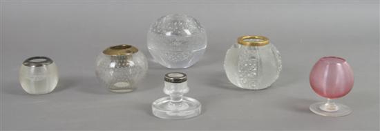 Appraisal: A Collection of Six Glass Match Strikes Height of tallest