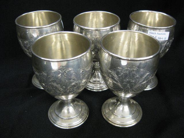 Appraisal: Sterling Silver goblets fine engraving tall fine