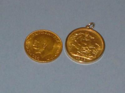 Appraisal: TWO GOLD SOVEREIGNS dated and one held in pendant mount