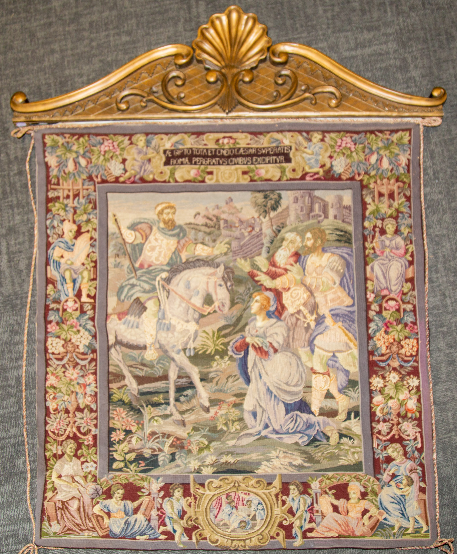 Appraisal: CONTEMPORARY HANGING NEEDLEPOINT TAPESTRY Early th century depicting a scene