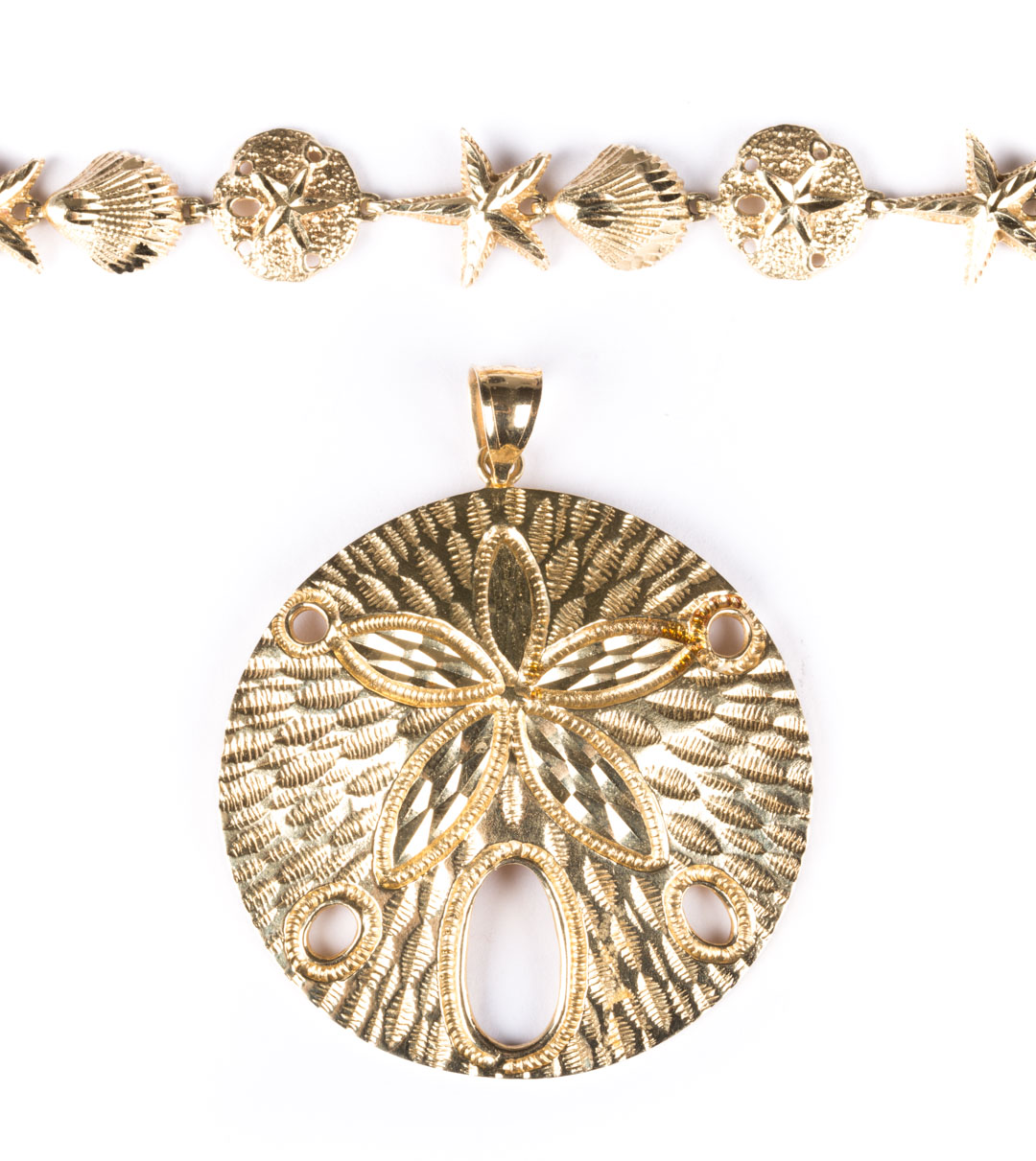 Appraisal: A Lady's Sand Dollar Pendant Shell Bracelet K gold bracelet