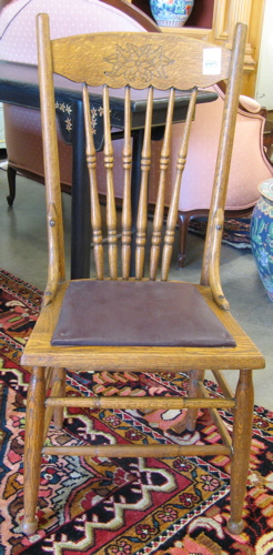 Appraisal: A SET OF OAK DINING CHAIRS AND A LAMP TABLE