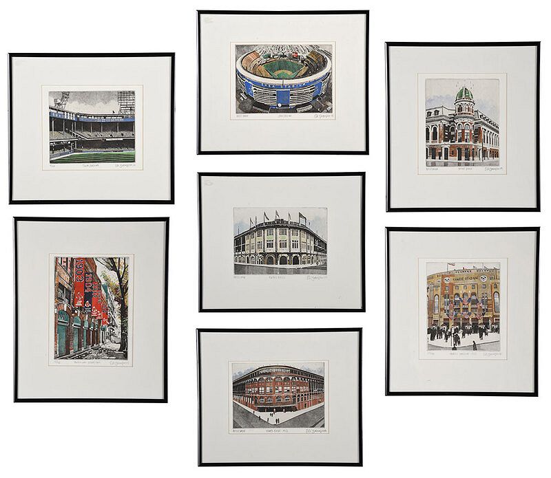 Appraisal: Eli Thompson Virginia st century seven prints Shibe Park Artist