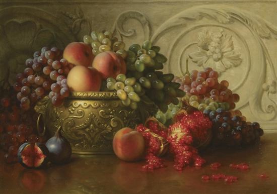 Appraisal: GEORGE HENRY HALL American - Roman Grapes and Pomegranates oil