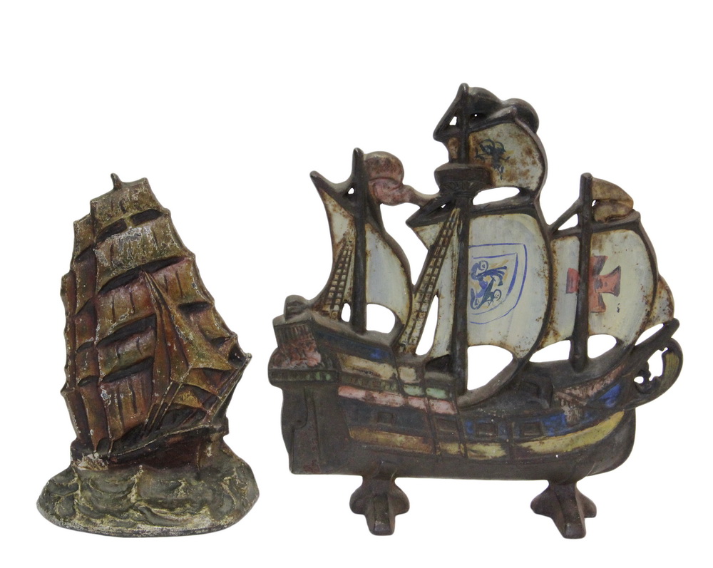 Appraisal: NAUTICAL THEMED DOORSTOPS - Circa Cast Iron Doorstops in original