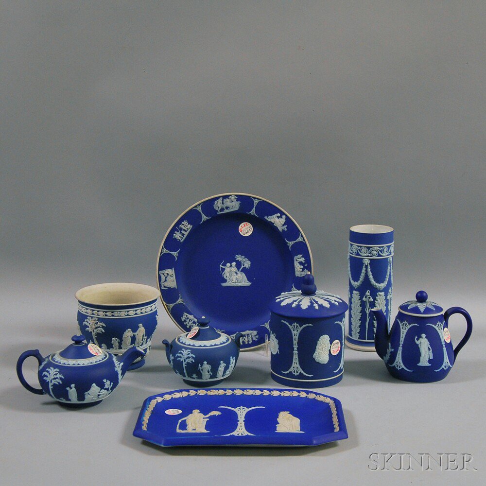 Appraisal: Eight Wedgwood Dark Blue Jasper Items th th century including