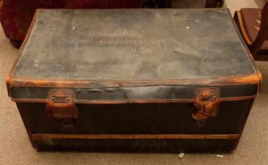 Appraisal: Leather steamer trunk Estimate - All property is sold as-is