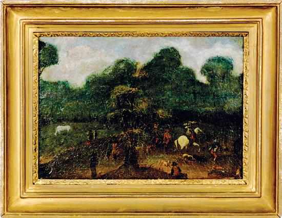 Appraisal: Old master school th th century LANDSCAPE WITH FIGURES oil