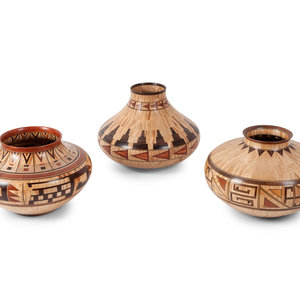 Appraisal: Three Turned Wood Vases by Ray Allen includes one vase