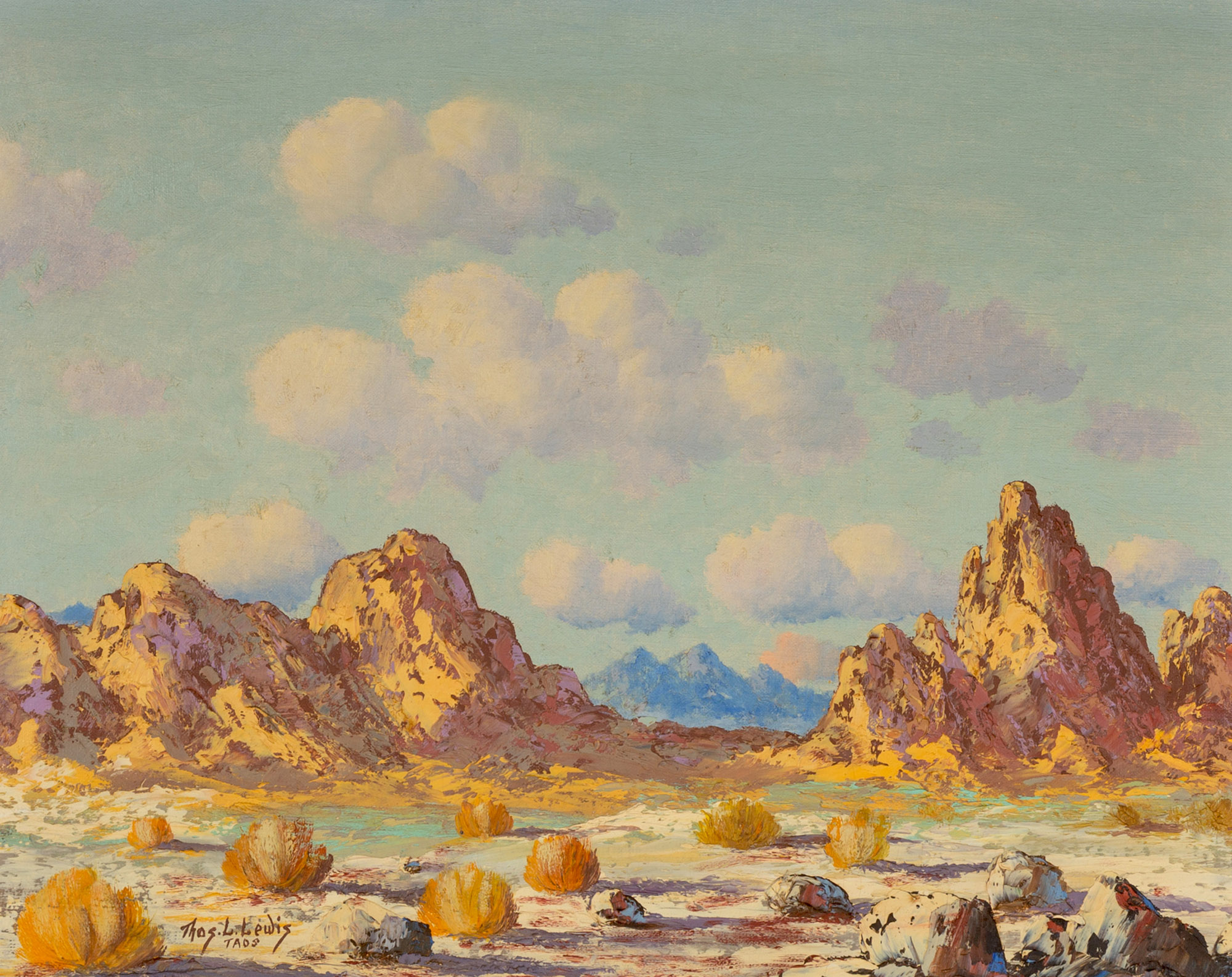 Appraisal: THOMAS L LEWIS AMERICAN B DESERT ROCKS TAOS Oil on