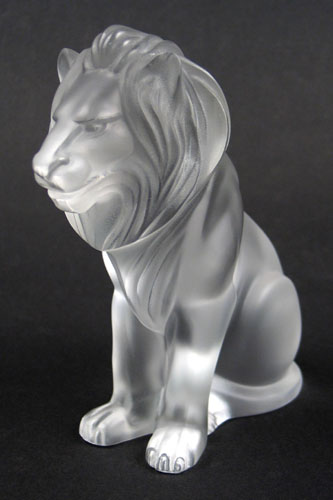 Appraisal: LALIQUE CRYSTAL LION BAMATA A gray crystal figure of seated