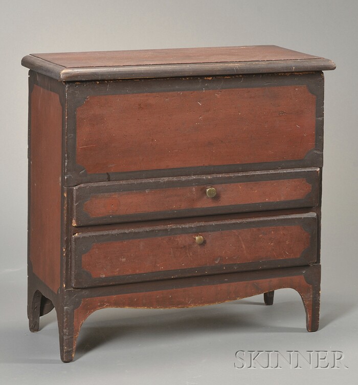 Appraisal: Miniature Paint-decorated Chest over Two Drawers New England early th