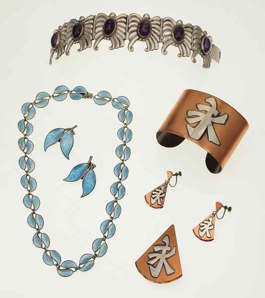 Appraisal: ESTATE JEWELRY To include David Anderson '' enameled sterling necklace