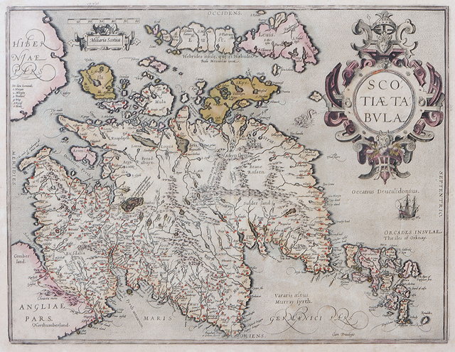 Appraisal: An early th Century map of Scotland Scotiatabvla with Latin