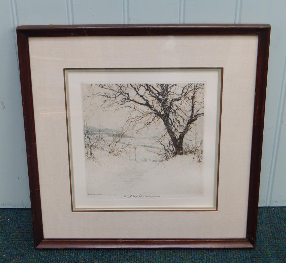 Appraisal: Josef Eidenberger Winter scene artist signed coloured etching plate size