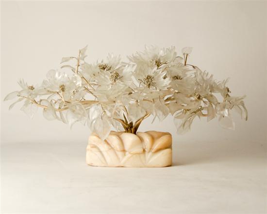 Appraisal: A Rock Crystal Floral Arrangement with large chrysanthemums arranged in