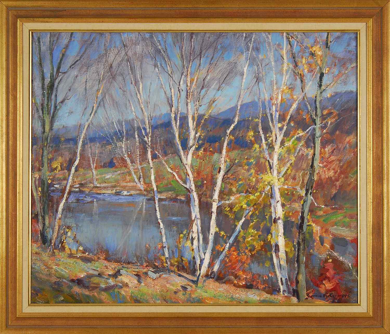 Appraisal: EMILE ALBERT GRUPPEAmerican - Tree Screen'' Depicting birch trees along