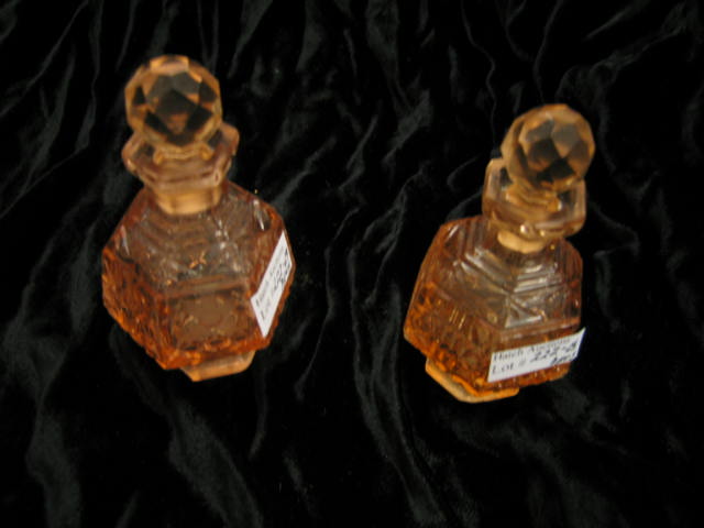 Appraisal: Art Glass Perfume Bottles pair of pink and a blue