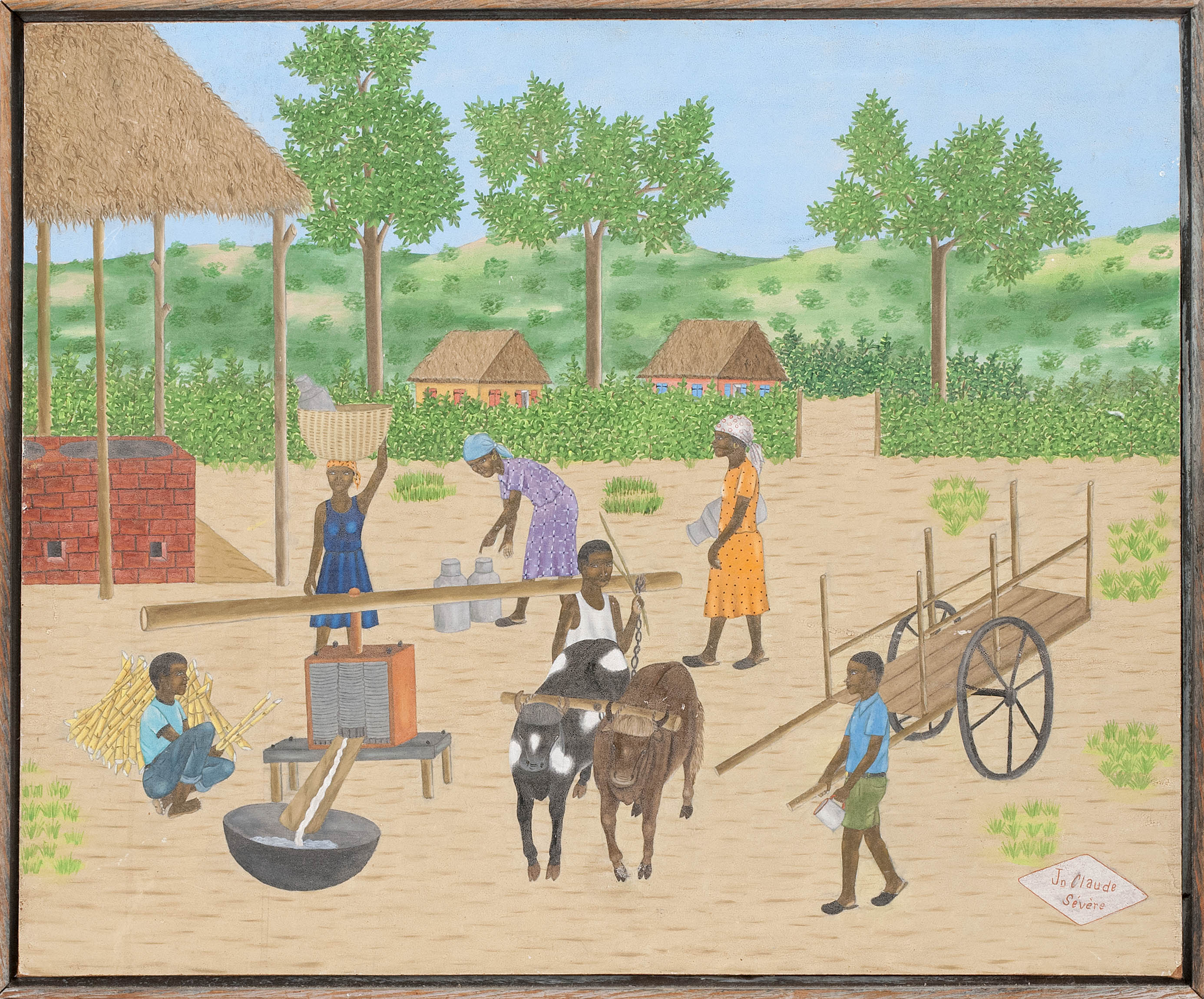 Appraisal: JEAN-CLAUDE SEVEREHaitian th CenturyHaitian village scene Signed lower right Jean