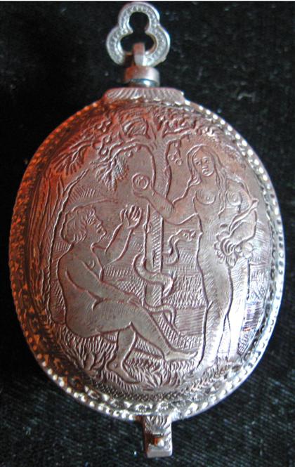 Appraisal: French oval silver hunting case pocket watchdetape son Early th