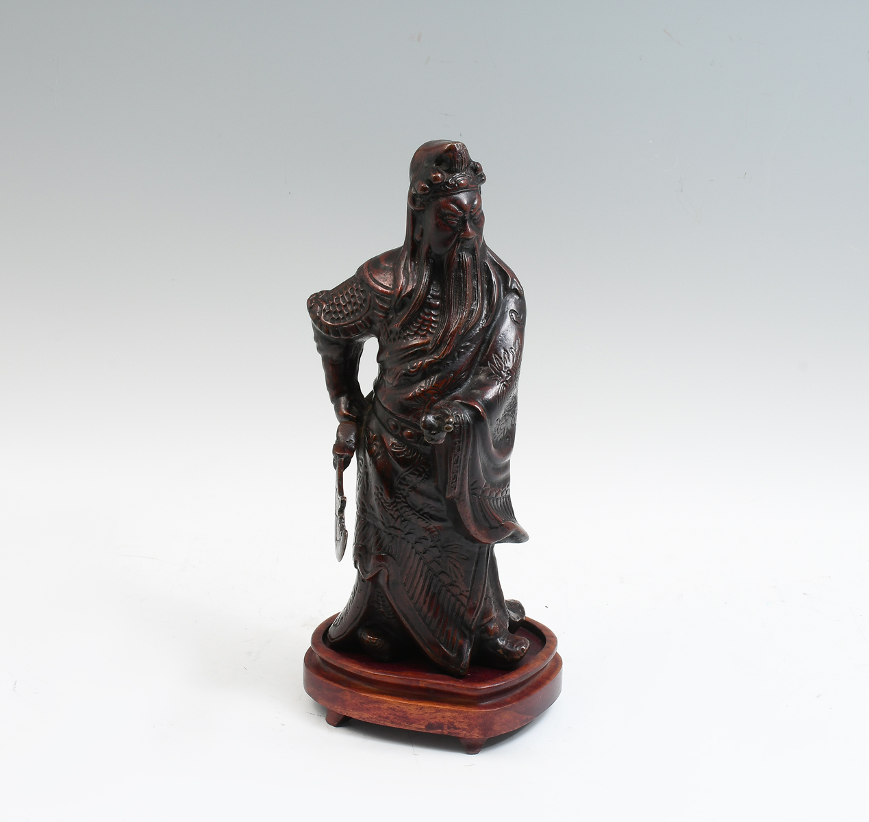 Appraisal: PATINATED ORIENTAL BRONZE OF A WARRIOR '' in height comes