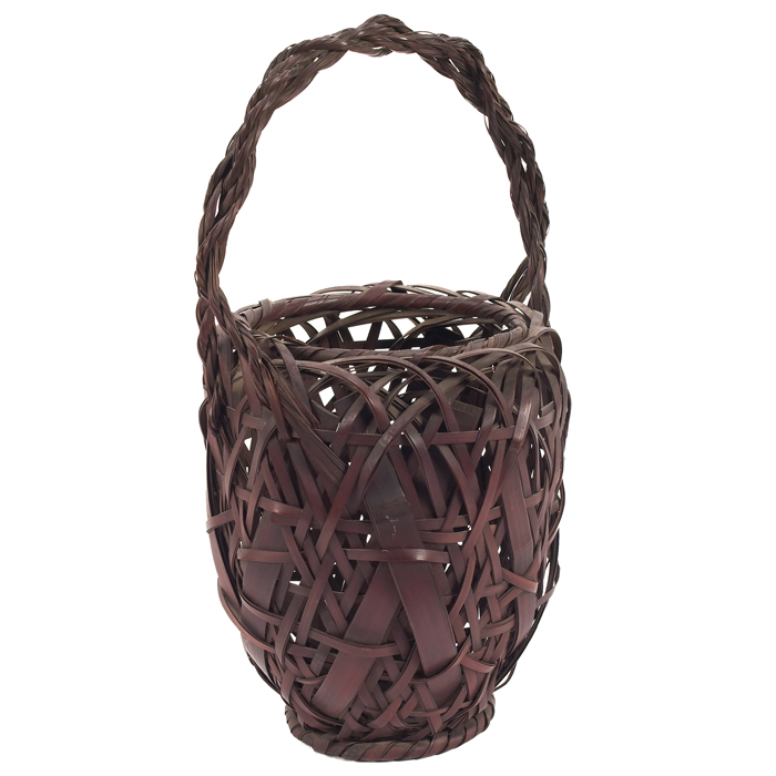 Appraisal: Ikebana Japanese basket woven bamboo with a single handle ''w