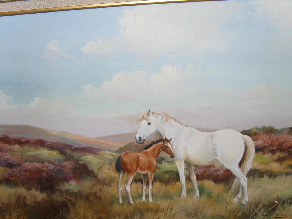 Appraisal: An oil painting on canvas of a grey mare and