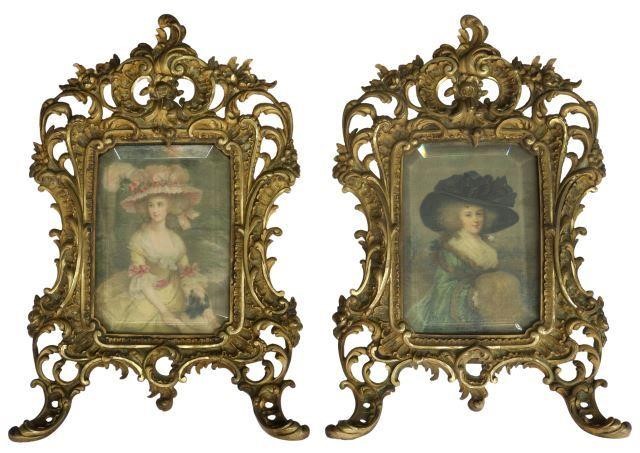 Appraisal: lot of Framed miniature paintings on silk including Portrait of