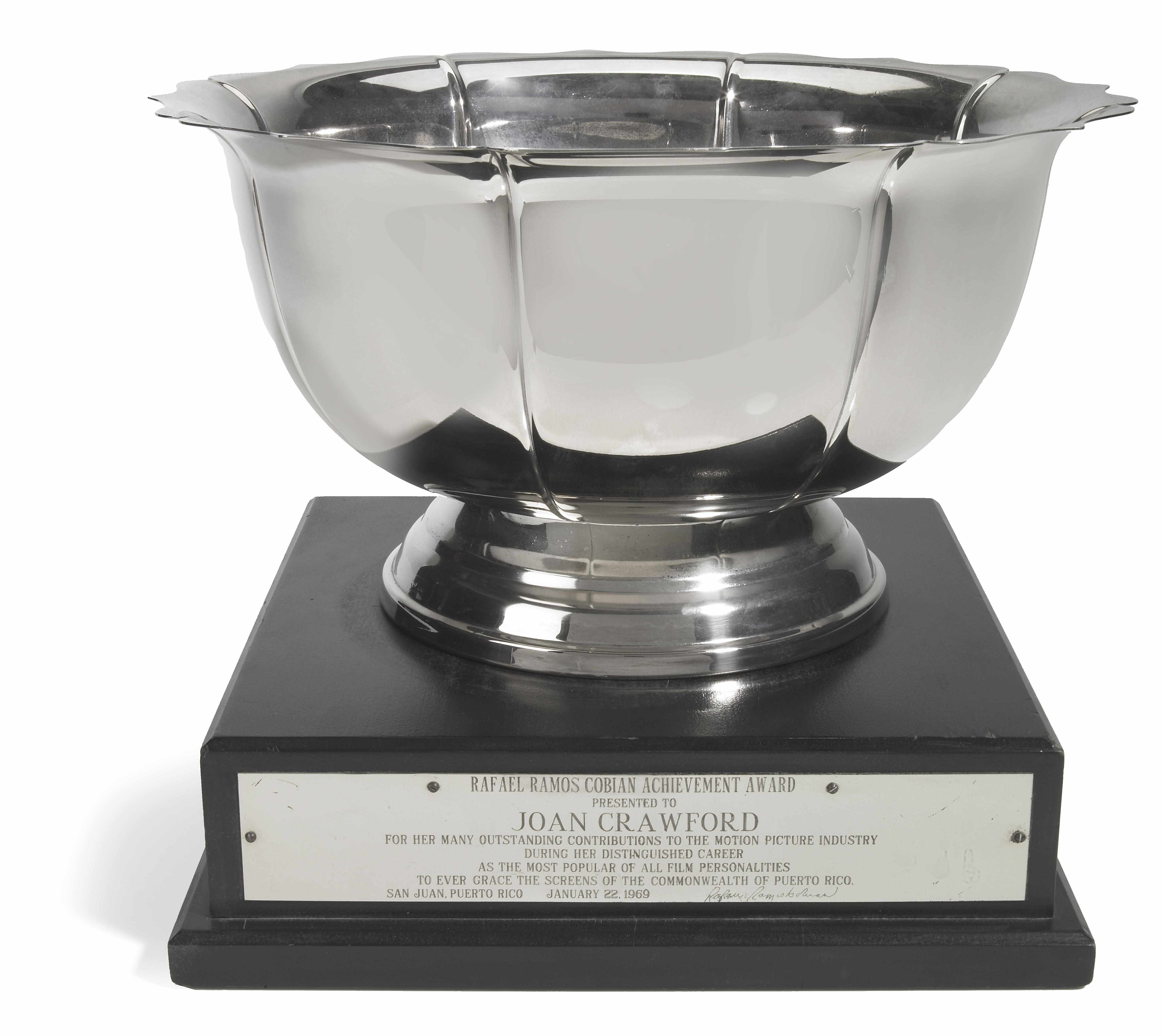 Appraisal: Joan Crawford's Rafael Ramos Cobian Achievement Award A silver bowl