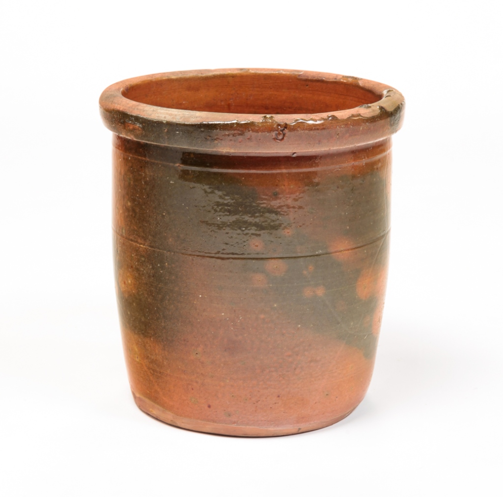 Appraisal: GALENA REDWARE CROCK Illinois nd half th century Mottled green