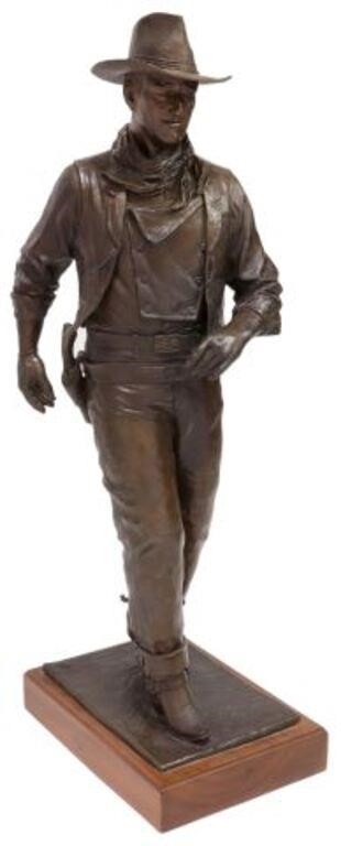 Appraisal: Bronze maquette sculpture John Wayne American Legend signed in the