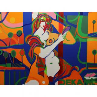 Appraisal: De Kamer Dutch st C Nude holding a mirror Expressionist