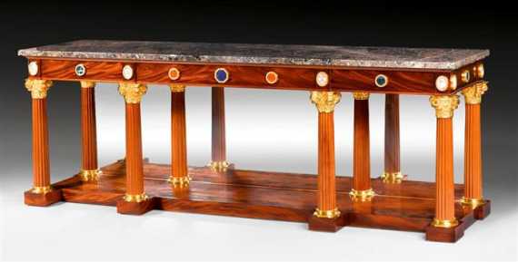 Appraisal: IMPORTANT CONSOLE AUX COLONNES Empire style after the imperial console