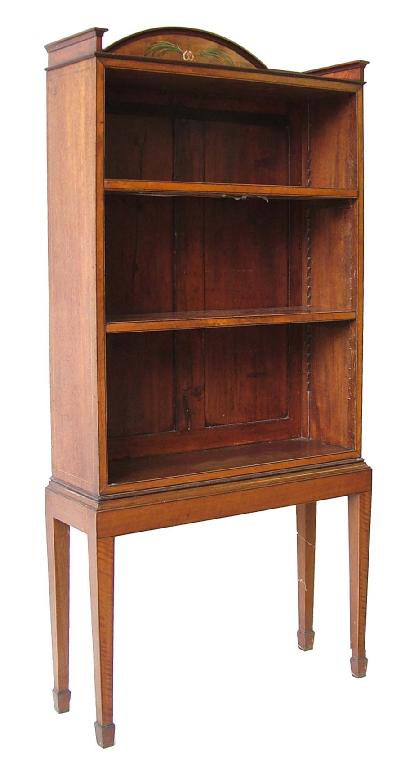 Appraisal: Small th century satinwood inlaid open freestanding book shelf the