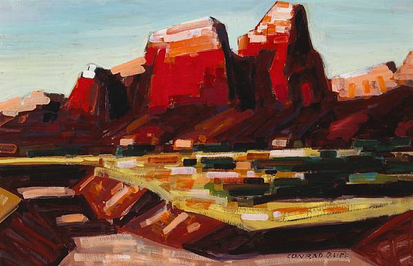 Appraisal: Conrad Buff American - Red rocks signed 'Conrad Buff' lower