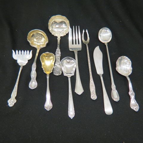 Appraisal: Sterling Silver Serving Items includes pickle fork bacon server cold