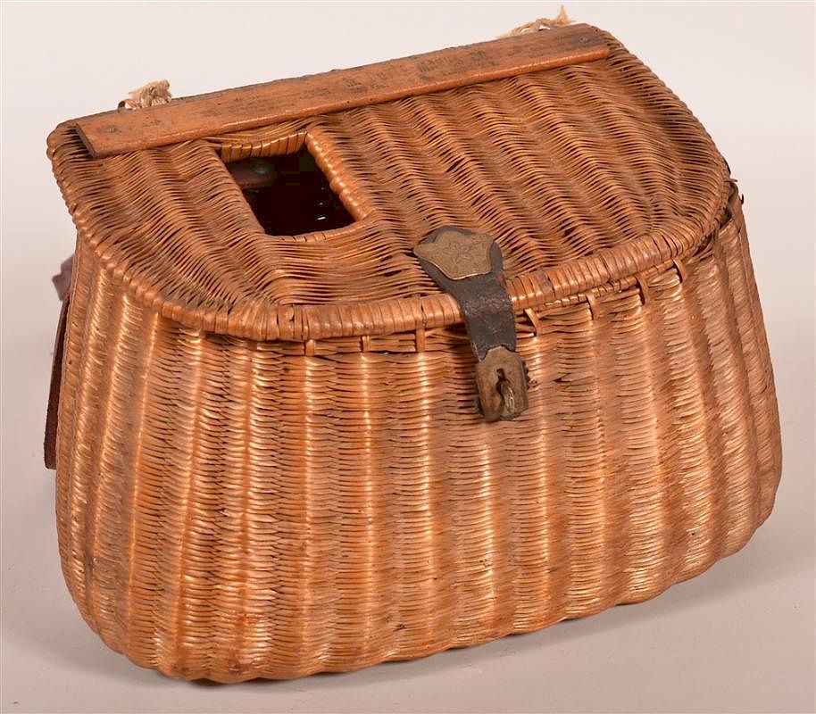 Appraisal: th C Tight Woven Wicker Fishing Creel th C Tight