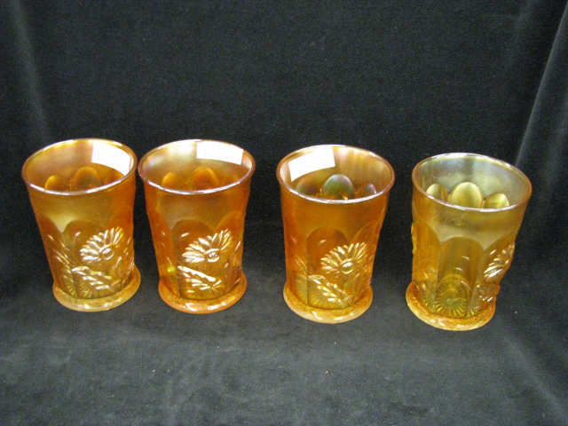 Appraisal: Carnival glass Dandelion Tumblers marigold signed Northwood excellent