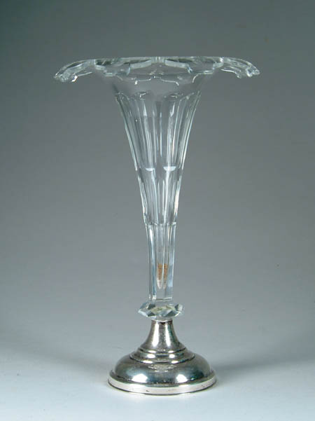 Appraisal: CUT GLASS AND SILVER EPERGNE Round unmarked silver base holds