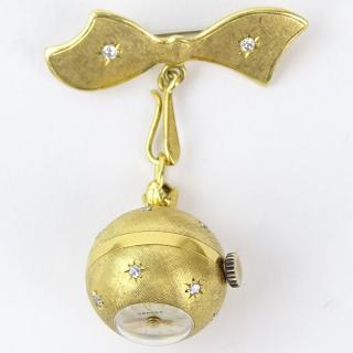 Appraisal: Lady's Vintage Depraz Karat Yellow Gold and Diamond Pendant Ball