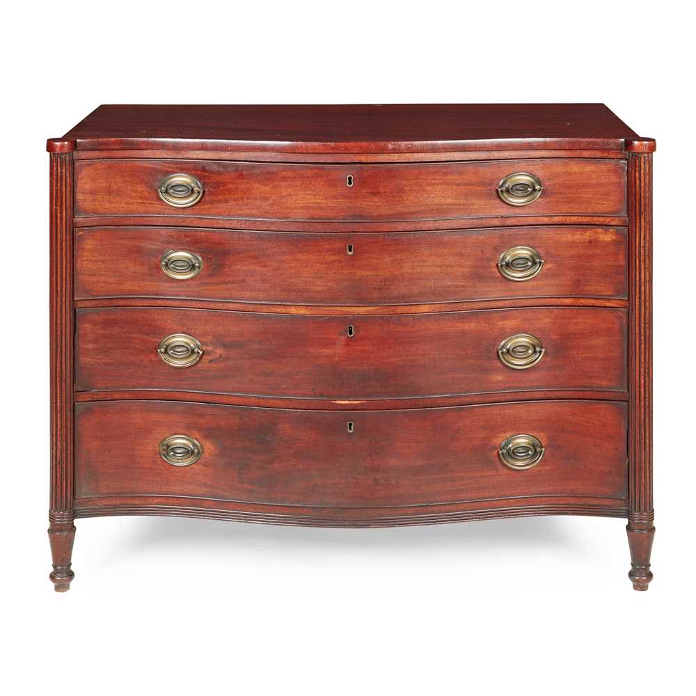 Appraisal: GEORGE III MAHOGANY SERPENTINE CHEST OF DRAWERS LATE TH CENTURY