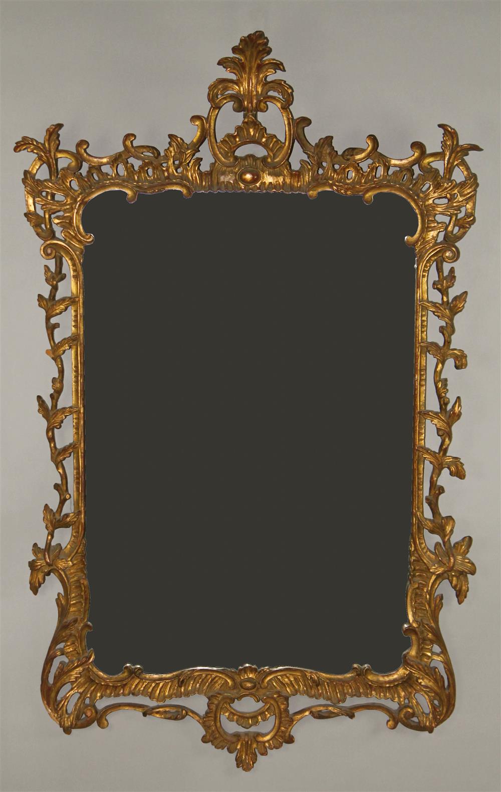 Appraisal: CHIPPENDALE STYLE GILT FRAMED MIRROR large wall mirror with pierced