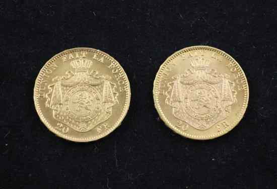 Appraisal: Two French gold Francs Estimate - FURTHER IMAGES ALREADY AVAILABLE