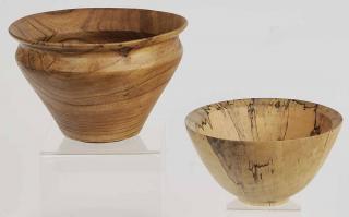 Appraisal: Pair Studio Wood Turned Bowls one signed Chinese Elm R